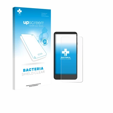 Parte frontal de un envase de producto con el logotipo de la marca upscreen. Al lado se muestra el dispositivo Xiaomi Moaan In