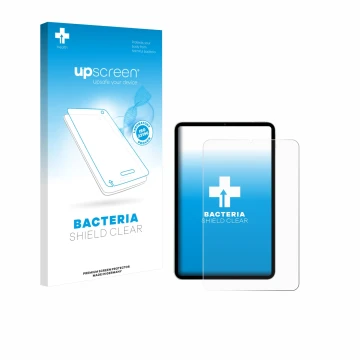 Parte frontal de un envase de producto con el logotipo de la marca upscreen. Al lado se muestra el dispositivo Xiaomi Pad Mini