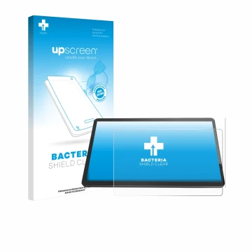 Parte frontal de un envase de producto con el logotipo de la marca upscreen. Al lado se muestra el dispositivo Elo TouchSystem