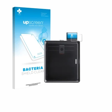 Parte frontal de un envase de producto con el logotipo de la marca upscreen. Al lado se muestra el dispositivo Anycubic Kobra 
