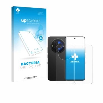 Parte frontal de un envase de producto con el logotipo de la marca upscreen. Al lado se muestra el dispositivo TCL NXTPAPER 60