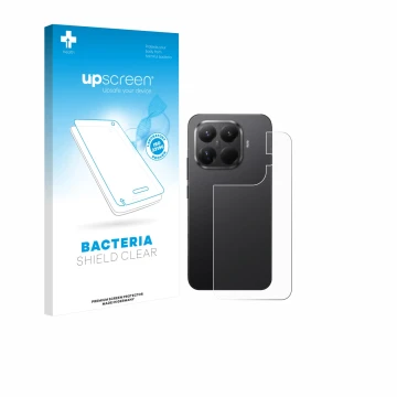 Parte frontal de un envase de producto con el logotipo de la marca upscreen. Al lado se muestra el dispositivo Xiaomi 15T Pro 