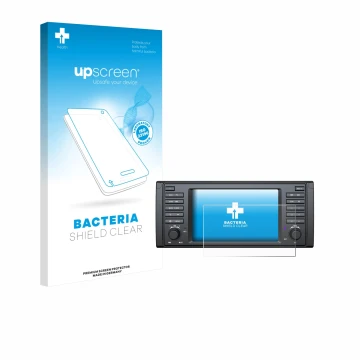 Parte frontal de un envase de producto con el logotipo de la marca upscreen. Al lado se muestra el dispositivo Eonon E39A12S c