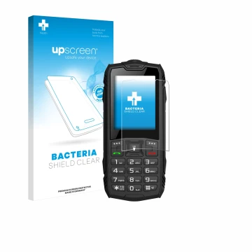 Parte frontal de un envase de producto con el logotipo de la marca upscreen. Al lado se muestra el dispositivo Hammer Rock con