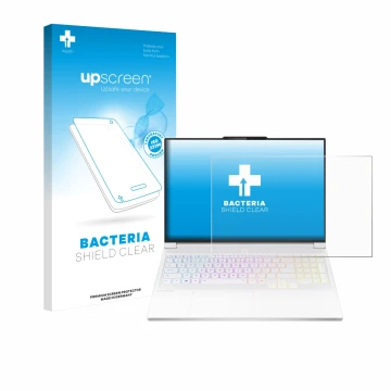 Parte frontal de un envase de producto con el logotipo de la marca upscreen. Al lado se muestra el dispositivo Lenovo Legion 7