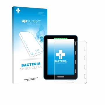 Parte frontal de un envase de producto con el logotipo de la marca upscreen. Al lado se muestra el dispositivo Vakaros Atlas 2