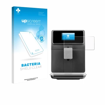 Parte frontal de un envase de producto con el logotipo de la marca upscreen. Al lado se muestra el dispositivo WMF Perfection 