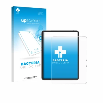 Parte frontal de un envase de producto con el logotipo de la marca upscreen. Al lado se muestra el dispositivo Blackview Link 