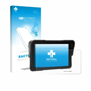 Parte frontal de un envase de producto con el logotipo de la marca upscreen. Al lado se muestra el dispositivo Sixwin P2 5