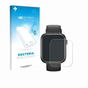 Parte frontal de un envase de producto con el logotipo de la marca upscreen. Al lado se muestra el dispositivo RLQA G104 1.83