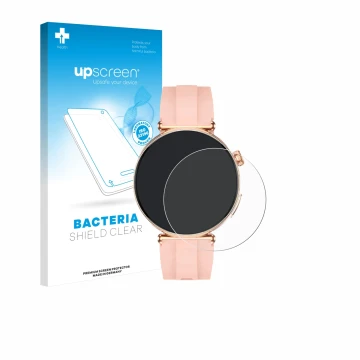 Parte frontal de un envase de producto con el logotipo de la marca upscreen. Al lado se muestra el dispositivo Knauermann Pro 