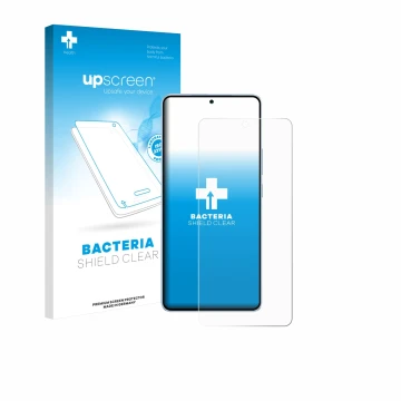 Parte frontal de un envase de producto con el logotipo de la marca upscreen. Al lado se muestra el dispositivo Vivo iQOO Neo 1