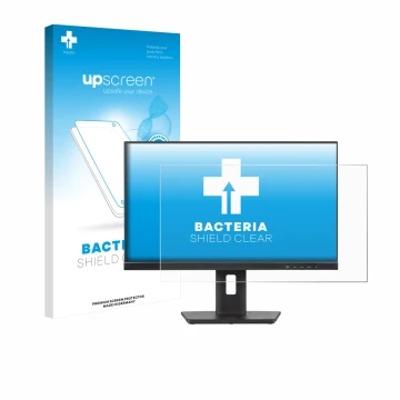 Parte frontal de un envase de producto con el logotipo de la marca upscreen. Al lado se muestra el dispositivo Iiyama ProLite 