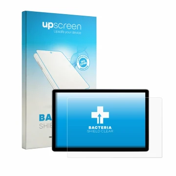 Parte frontal de un envase de producto con el logotipo de la marca upscreen. Al lado se muestra el dispositivo Skoda Elroq 50 