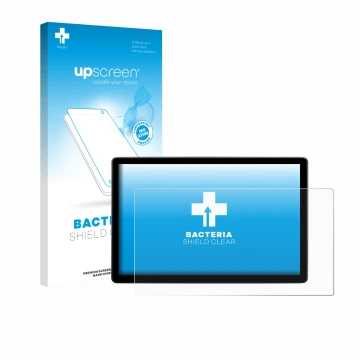 Parte frontal de un envase de producto con el logotipo de la marca upscreen. Al lado se muestra el dispositivo Skoda Elroq 60 