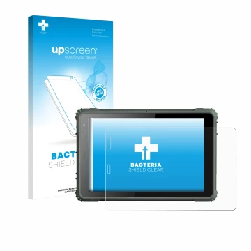 Parte frontal de un envase de producto con el logotipo de la marca upscreen. Al lado se muestra el dispositivo Geshem MTK6877 