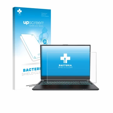 Parte frontal de un envase de producto con el logotipo de la marca upscreen. Al lado se muestra el dispositivo Gigabyte G6 202