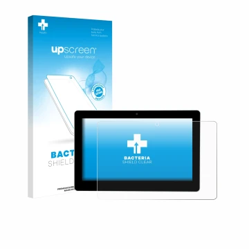 Parte frontal de un envase de producto con el logotipo de la marca upscreen. Al lado se muestra el dispositivo Victron Energy 