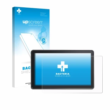 Parte frontal de un envase de producto con el logotipo de la marca upscreen. Al lado se muestra el dispositivo Osee G7 Pro con