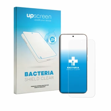 Parte frontal de un envase de producto con el logotipo de la marca upscreen. Al lado se muestra el dispositivo Oppo Reno 15 Pr