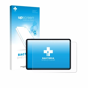 Parte frontal de un envase de producto con el logotipo de la marca upscreen. Al lado se muestra el dispositivo Xiaomi Poco Pad