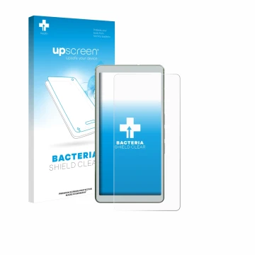 Parte frontal de un envase de producto con el logotipo de la marca upscreen. Al lado se muestra el dispositivo Viwoods AiPaper