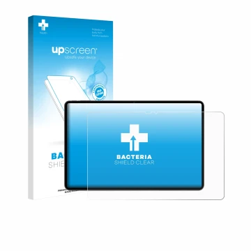 Parte frontal de un envase de producto con el logotipo de la marca upscreen. Al lado se muestra el dispositivo VALE V12X LTE-8