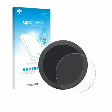 Parte frontal de un envase de producto con el logotipo de la marca upscreen. Al lado se muestra el dispositivo Elecrow Display