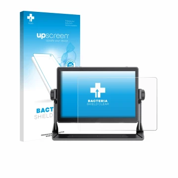 Parte frontal de un envase de producto con el logotipo de la marca upscreen. Al lado se muestra el dispositivo Feelworld LUT 1