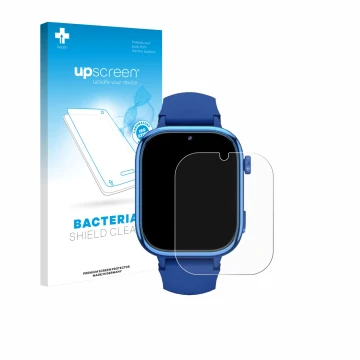 Parte frontal de un envase de producto con el logotipo de la marca upscreen. Al lado se muestra el dispositivo Ruxingx T40 con
