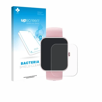 Parte frontal de un envase de producto con el logotipo de la marca upscreen. Al lado se muestra el dispositivo Ucani S80K 1.83