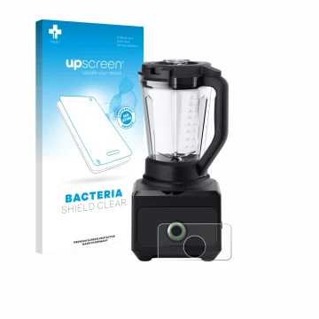 Parte frontal de un envase de producto con el logotipo de la marca upscreen. Al lado se muestra el dispositivo Braun PowerBlen