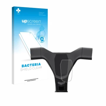 Parte frontal de un envase de producto con el logotipo de la marca upscreen. Al lado se muestra el dispositivo Navee ST3 con s