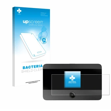 Parte frontal de un envase de producto con el logotipo de la marca upscreen. Al lado se muestra el dispositivo TP-Link M7350 c