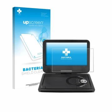 Parte frontal de un envase de producto con el logotipo de la marca upscreen. Al lado se muestra el dispositivo Soundmaster PDB