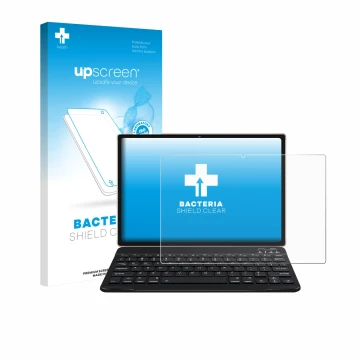 Parte frontal de un envase de producto con el logotipo de la marca upscreen. Al lado se muestra el dispositivo DEERTiME E9 10.