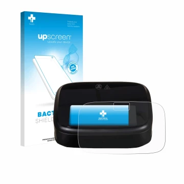 Parte frontal de un envase de producto con el logotipo de la marca upscreen. Al lado se muestra el dispositivo Philips Airfrye