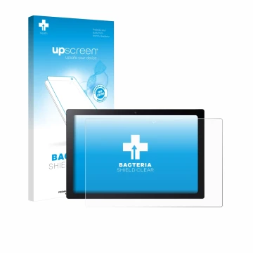 Parte frontal de un envase de producto con el logotipo de la marca upscreen. Al lado se muestra el dispositivo Acer Chromebook