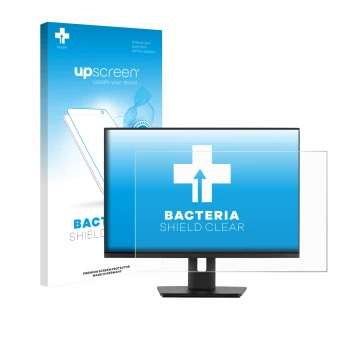 Parte frontal de un envase de producto con el logotipo de la marca upscreen. Al lado se muestra el dispositivo Iiyama ProLite 