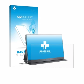 Parte frontal de un envase de producto con el logotipo de la marca upscreen. Al lado se muestra el dispositivo CUIUIC GS156B2 