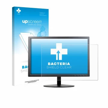 Parte frontal de un envase de producto con el logotipo de la marca upscreen. Al lado se muestra el dispositivo Lenovo ThinkVis