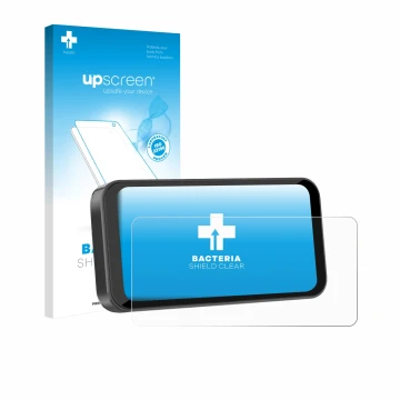 Parte frontal de un envase de producto con el logotipo de la marca upscreen. Al lado se muestra el dispositivo Carpuride W603B