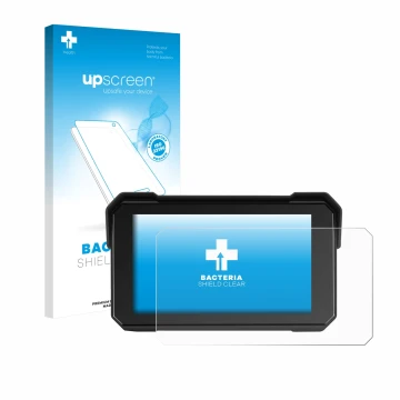 Parte frontal de un envase de producto con el logotipo de la marca upscreen. Al lado se muestra el dispositivo GOHHDL A4058-AM