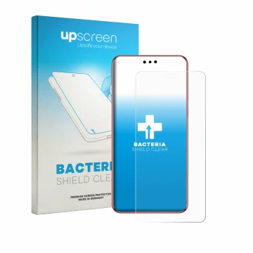 Parte frontal de un envase de producto con el logotipo de la marca upscreen. Al lado se muestra el dispositivo Huawei Mate 60 