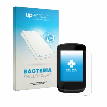 Parte frontal de un envase de producto con el logotipo de la marca upscreen. Al lado se muestra el dispositivo Magene C606 V2 