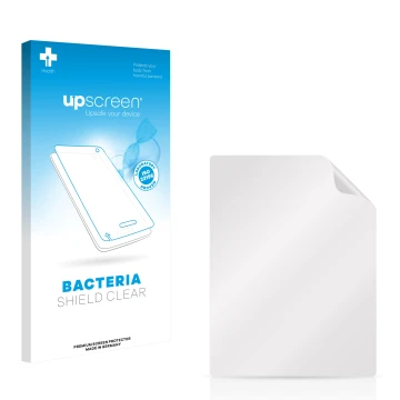 Parte frontal de un envase de producto con el logotipo de la marca upscreen. Al lado está el protector de pantalla correspondi