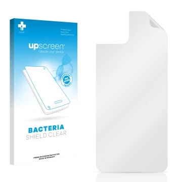 Parte frontal de un envase de producto con el logotipo de la marca upscreen. Al lado está el protector de pantalla correspondi