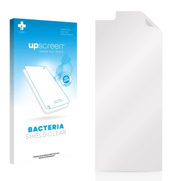 Parte frontal de un envase de producto con el logotipo de la marca upscreen. Al lado está el protector de pantalla correspondi