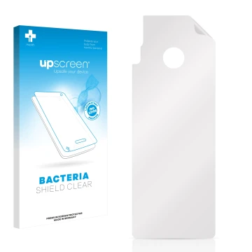 Parte frontal de un envase de producto con el logotipo de la marca upscreen. Al lado está el protector de pantalla correspondi