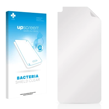 Parte frontal de un envase de producto con el logotipo de la marca upscreen. Al lado está el protector de pantalla correspondi
